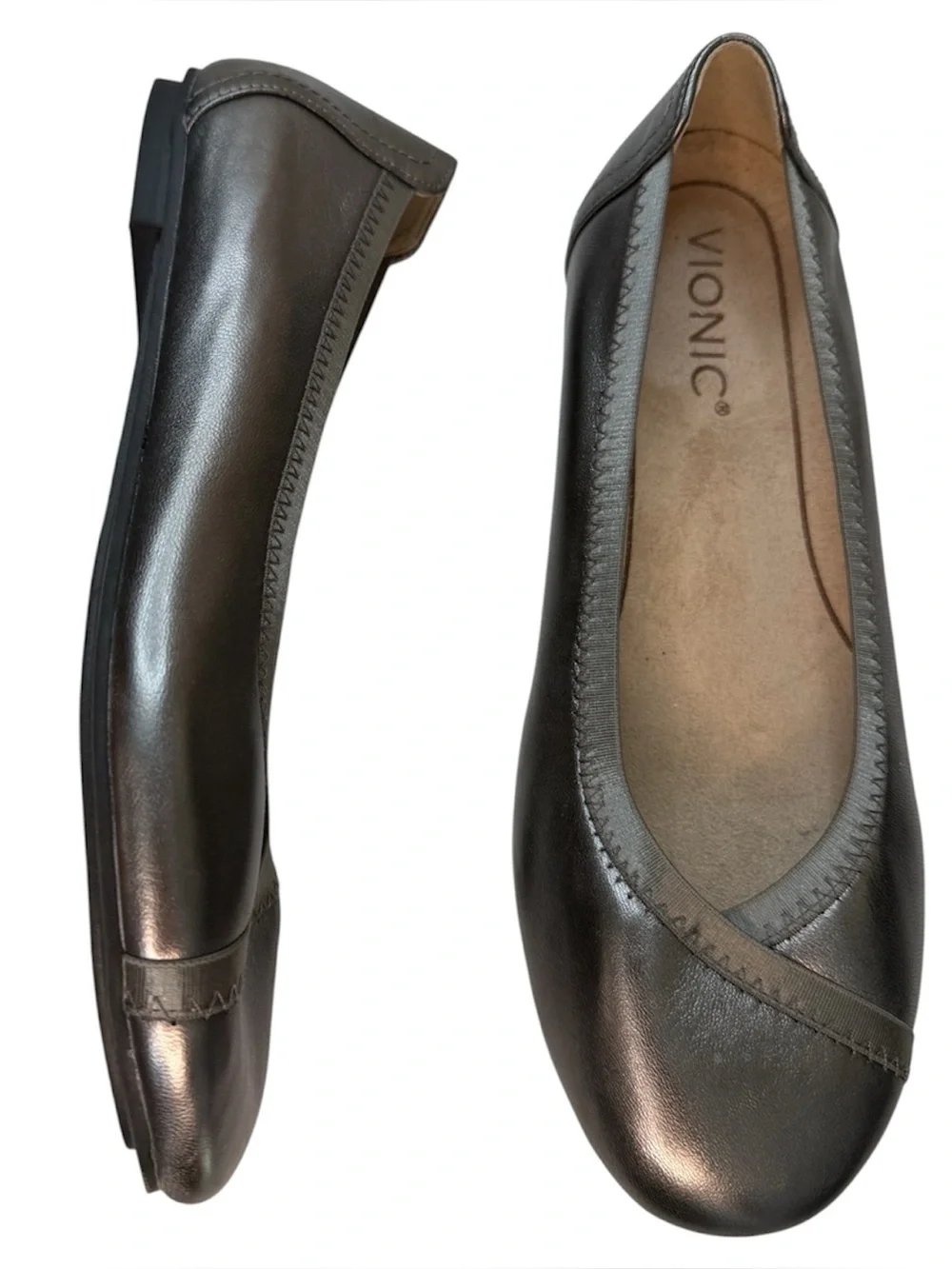 Vionic Spark Caroll Classic Ballet Flat Metallic Women’s Shoes Size 7
